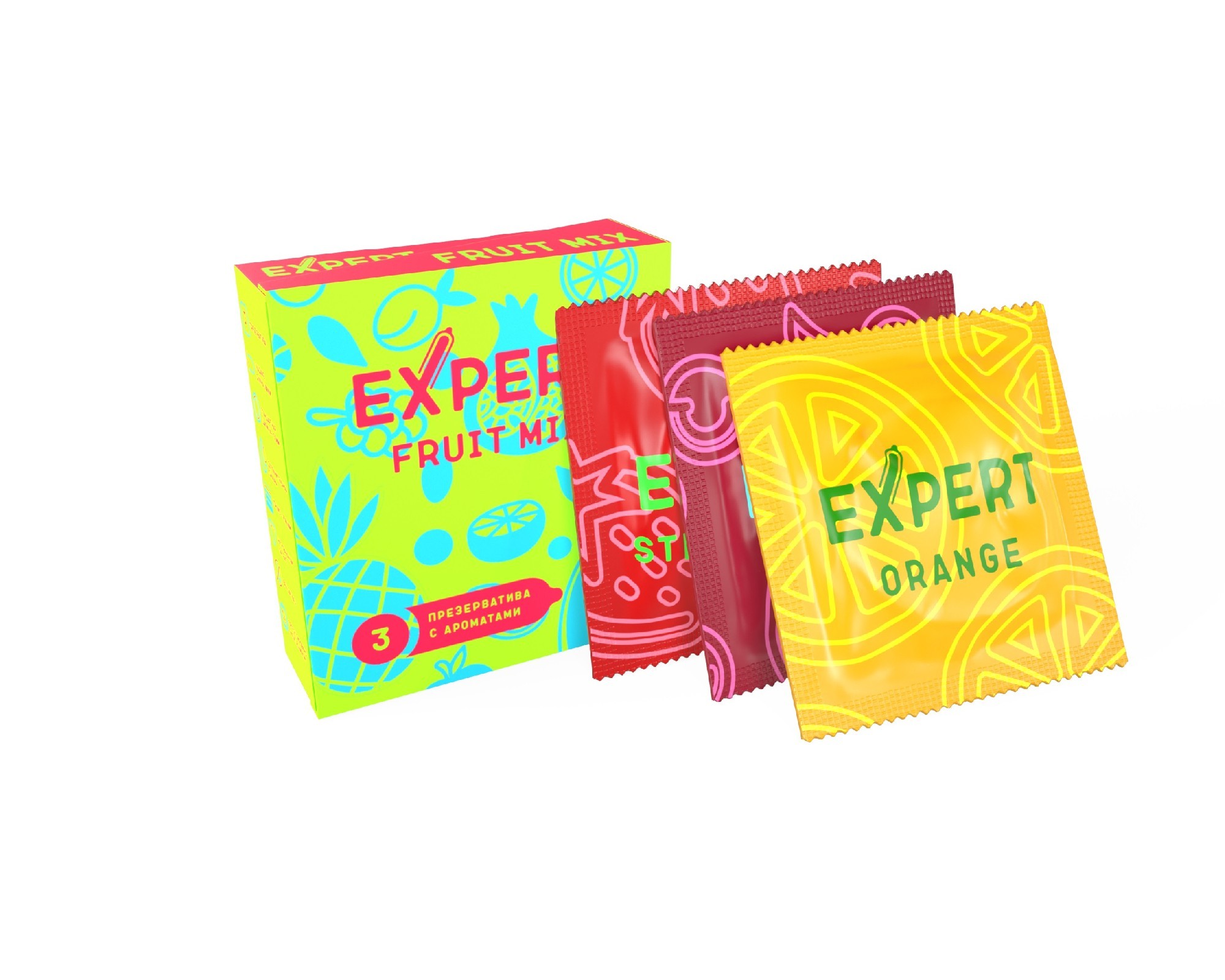 ПРЕЗЕРВАТИВЫ EXPERT FRUIT MIX № 3 (ФРУКТОВЫЕ АРОМАТИЗИРОВАННЫЕ), NEW 3 шт, цена за 1 уп