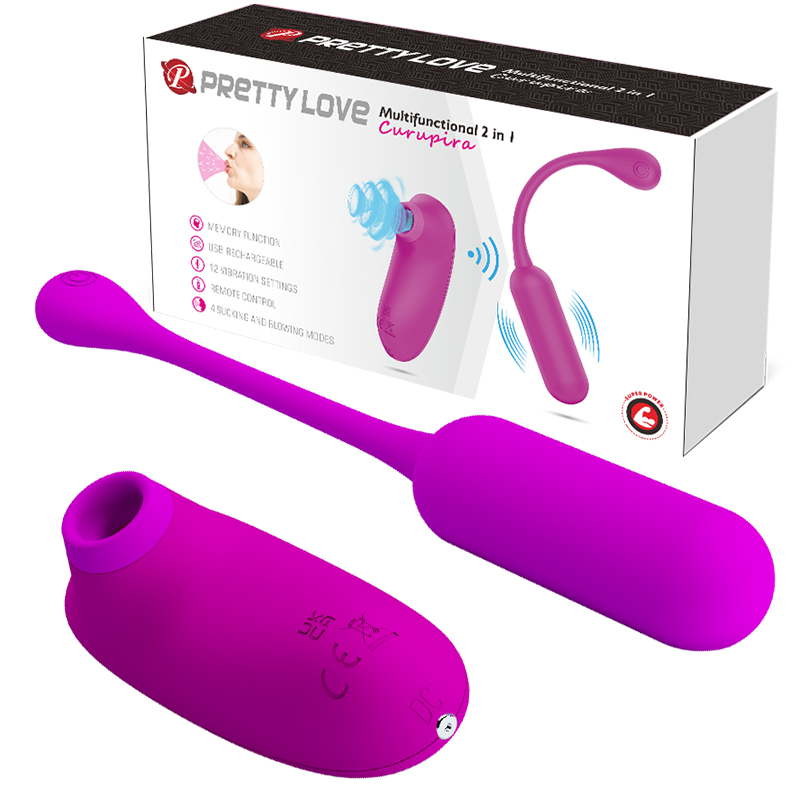 Вибропуля с вакуумным стимулятором 2в1 Curupira BI-014872W