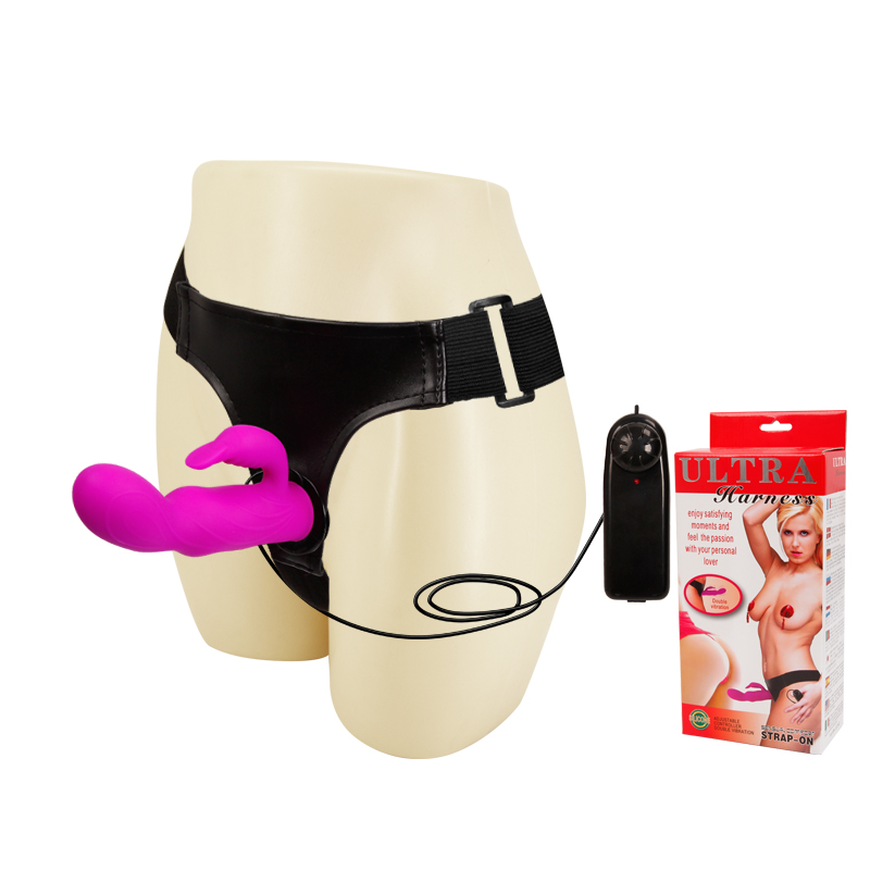 Силиконовый страпон с клиторальным стимулятором 022042